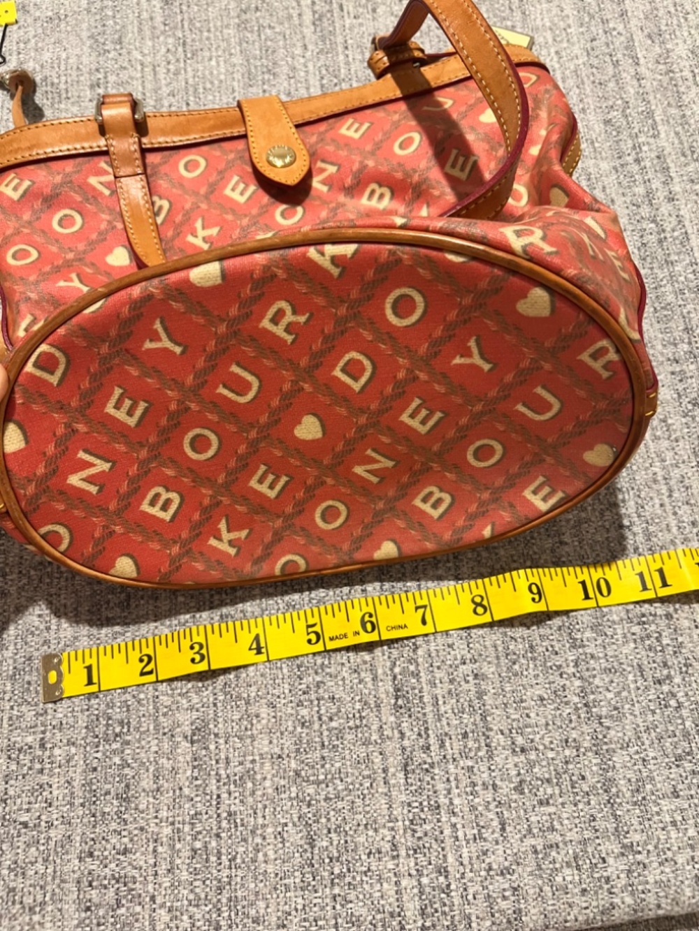Dooney & Bourke Pink Canvas Heart Logo Tote Bag Leather Trim Anniversary Style - Picture 15 of 16